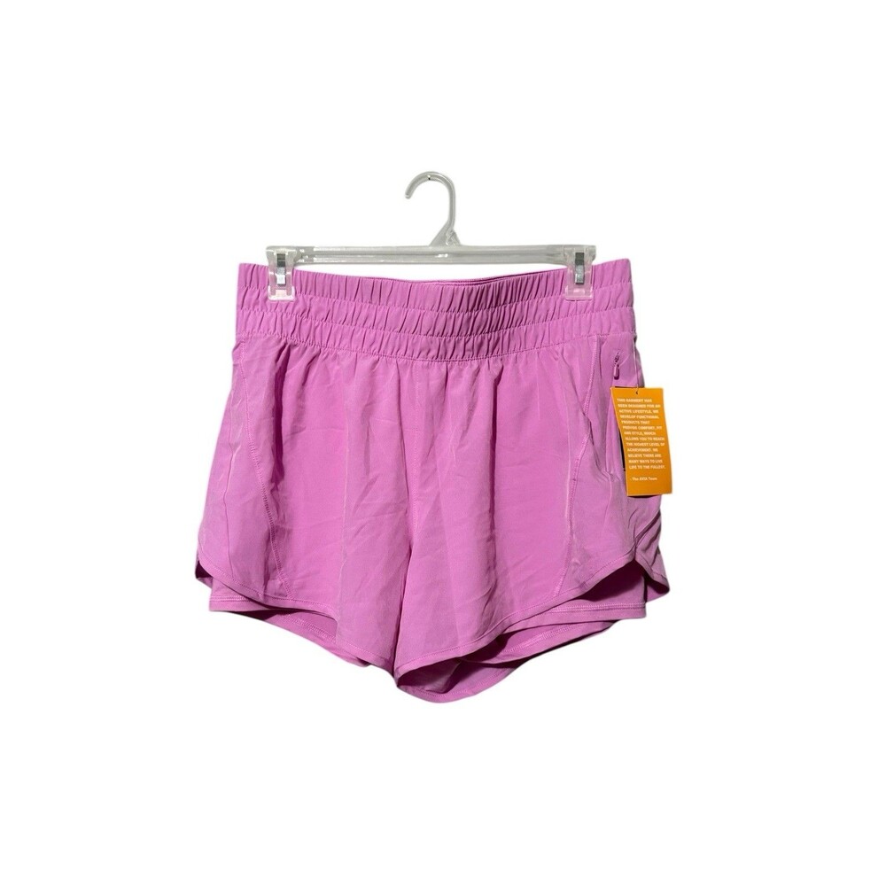 Avia Athletic Shorts Pink Lined Zipper Pocket Stretch Running Size L New
